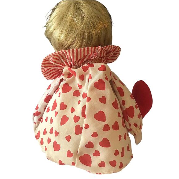 Vintage Valentine’s Day Heart Clown Shelf Sitter Musical Porcelain Girl Doll - Picture 6 of 9